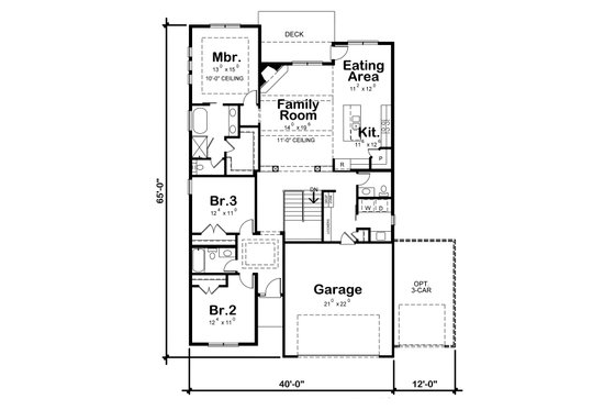 Floor Plan - Main Floor for Mediterranean House Plan #20-2424 - 3 bed, 3 bath
