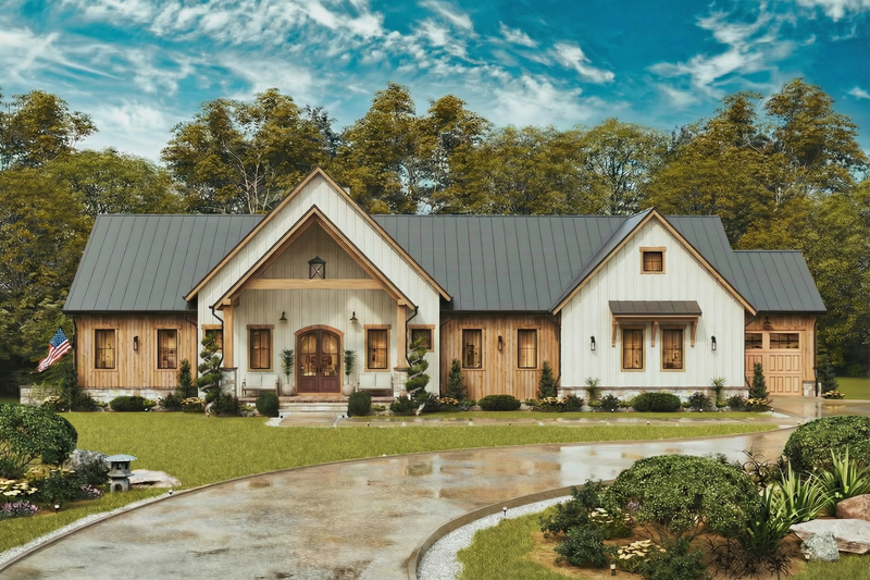 House Blueprint - Exterior - Front Elevation 2 for Farmhouse House Plan #54-680 - 3 bed, 2 bath
