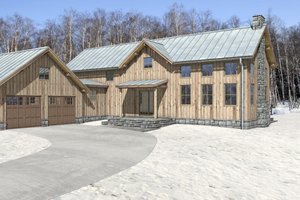 Cabin Exterior - Front Elevation Plan #497-47