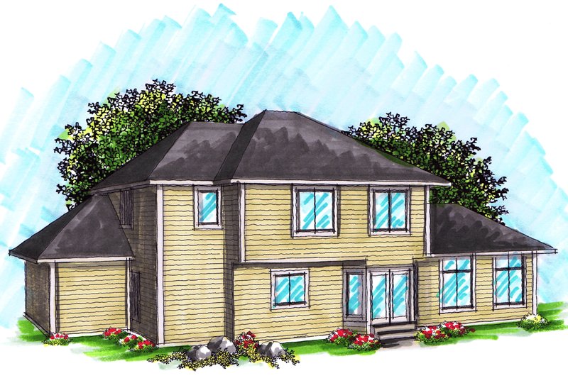 Dream House Plan - Exterior - Rear Elevation for Ranch House Plan #70-1033 - 4 bed, 3 bath