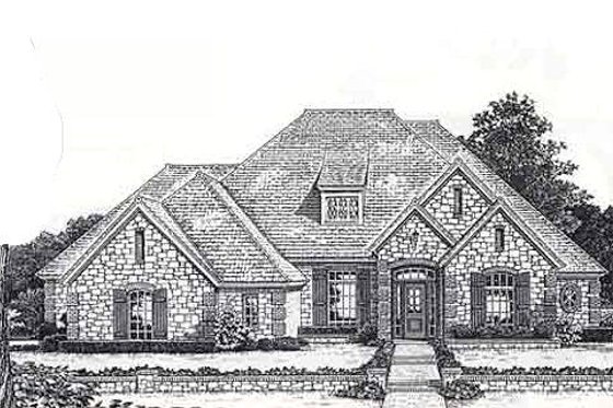 Exterior - Front Elevation for European House Plan #310-874 - 4 bed, 3.5 bath