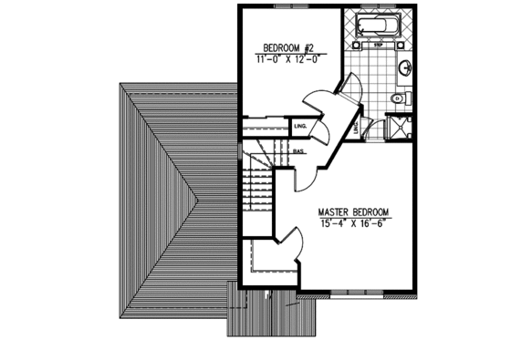 Floor Plan - Upper Floor for European House Plan #138-217 - 2 bed, 1 bath