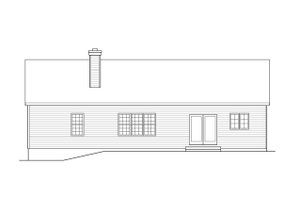 Exterior - Rear Elevation for Ranch House Plan #22-581 - 3 bed, 2.5 bath