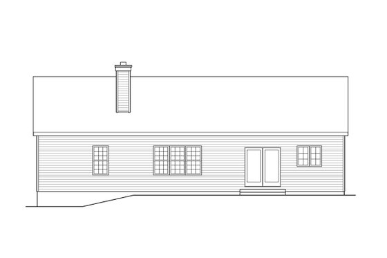 Exterior - Rear Elevation for Ranch House Plan #22-581 - 3 bed, 2.5 bath