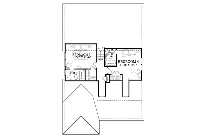 House Blueprint - Floor Plan - Upper Floor for Cottage House Plan #137-415 - 4 bed, 4 bath