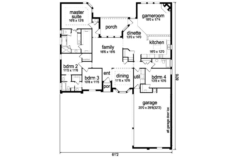 Home Plan - Floor Plan - Main Floor for Traditional House Plan #84-375 - 4 bed, 3 bath