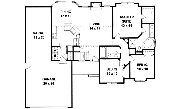 Ranch Floor Plan - Main Floor Plan #58-186