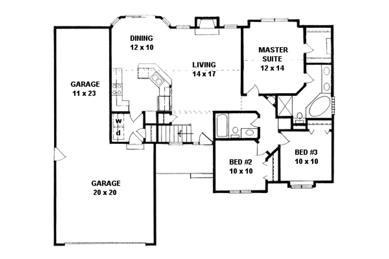 Home Plan - Floor Plan - Main Floor for Ranch House Plan #58-186 - 3 bed, 2 bath