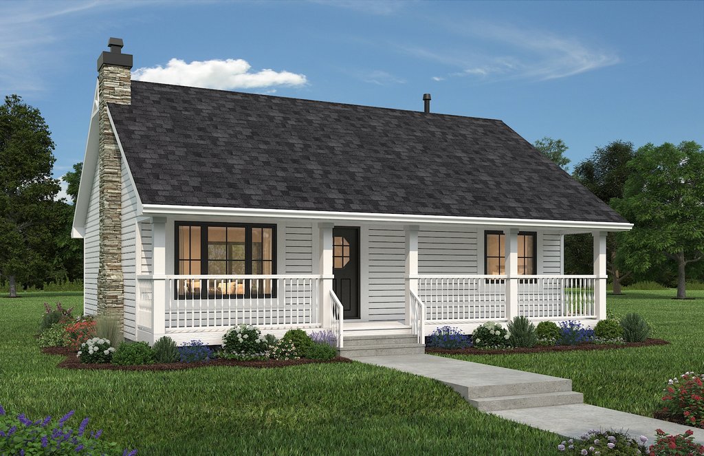 Country Style House Plan - 2 Beds 1 Baths 900 Sq/Ft Plan #18-1027