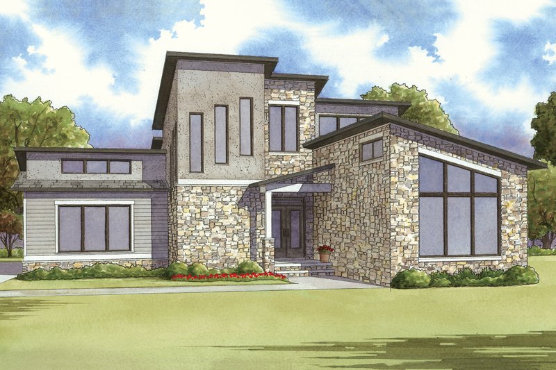 Contemporary Style House Plan - 2 Beds 2 Baths 1911 Sq/Ft Plan #17-2590