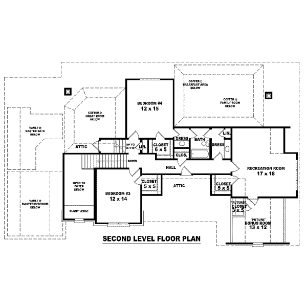 Floor Plan - Upper Floor for Colonial House Plan #81-1579 - 3 bed, 3 bath