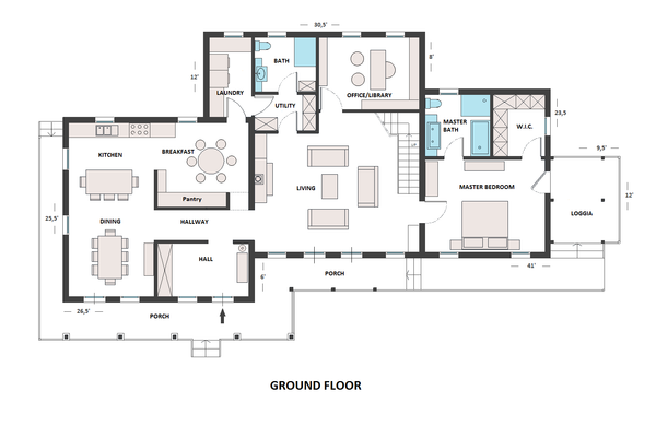 Dream House Plan - Farmhouse Floor Plan - Main Floor Plan #542-10