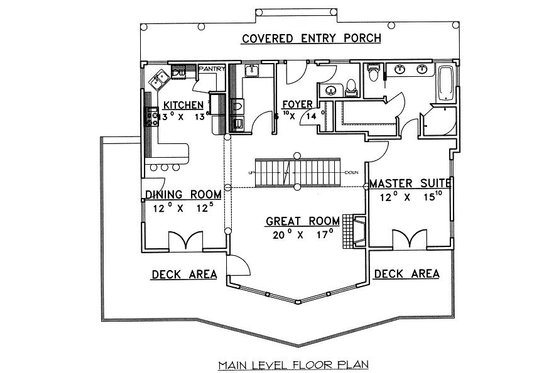 Floor Plan - Main Floor for Cabin House Plan #117-549 - 3 bed, 2.5 bath