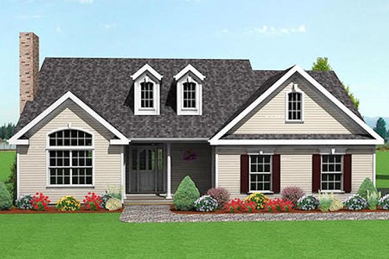 Exterior - Front Elevation for Farmhouse House Plan #75-105 - 3 bed, 2.5 bath