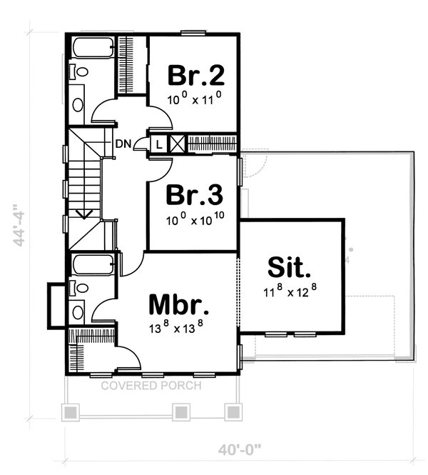 Craftsman Floor Plan - Upper Floor Plan #20-1217