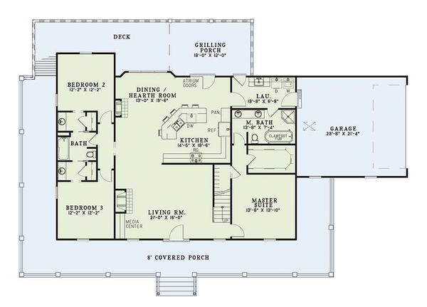 Dream House Plan - Country style house plan, main level floor plan