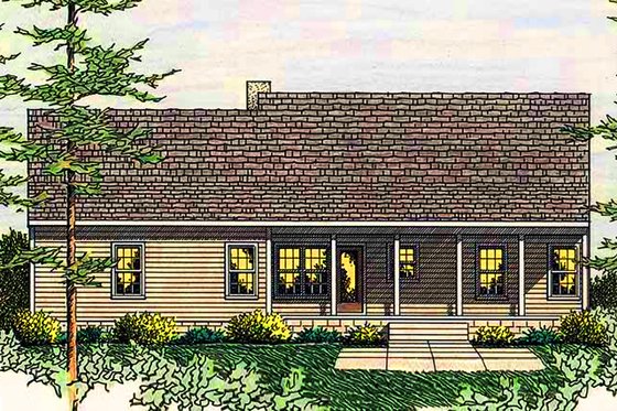 Exterior - Rear Elevation for Country House Plan #406-132 - 3 bed, 2 bath