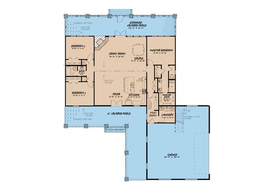 Floor Plan - Main Floor for Farmhouse House Plan #923-107 - 3 bed, 2 bath