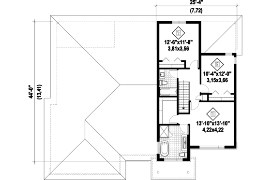 Floor Plan - Upper Floor for Contemporary House Plan #25-4609 - 4 bed, 3 bath
