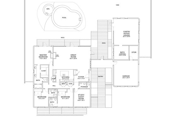 Floor Plan - Main Floor for Modern House Plan #535-9 - 3 bed, 4 bath