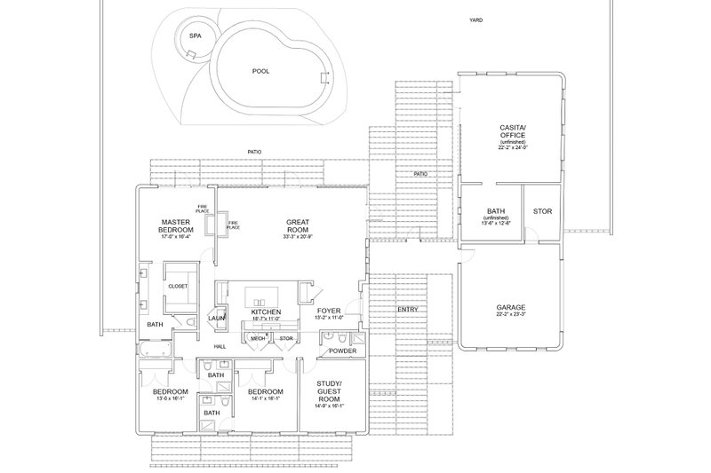Home Plan - Floor Plan - Main Floor for Modern House Plan #535-9 - 3 bed, 4 bath