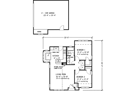Floor Plan - Main Floor for European House Plan #410-132 - 2 bed, 1 bath