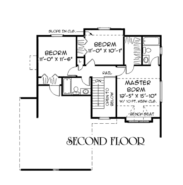 Traditional Floor Plan - Upper Floor Plan #75-129