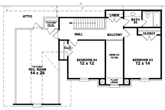 Floor Plan - Upper Floor for European House Plan #81-963 - 3 bed, 3 bath