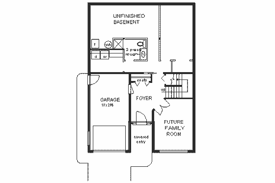 Floor Plan - Lower Floor for European House Plan #18-133 - 3 bed, 2 bath
