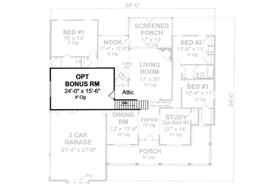 Floor Plan - Other Floor for Traditional House Plan #20-1832 - 3 bed, 2 bath