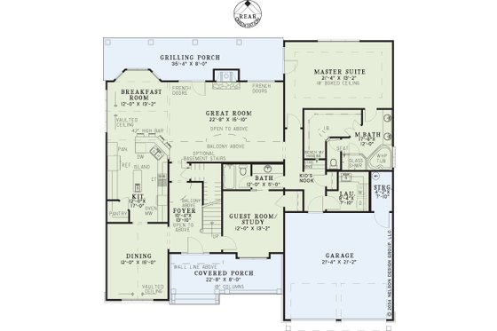Floor Plan - Main Floor for Craftsman House Plan #17-1167 - 4 bed, 3 bath