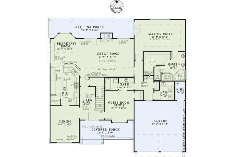 Home Plan - Floor Plan - Main Floor for Craftsman House Plan #17-1167 - 4 bed, 3 bath