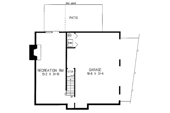Floor Plan - Lower Floor for European House Plan #72-393 - 3 bed, 3.5 bath