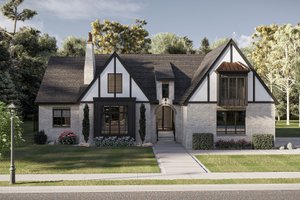 Architectural House Design - Exterior - Front Elevation for Tudor House Plan #455-796 - 3 bed, 2 bath