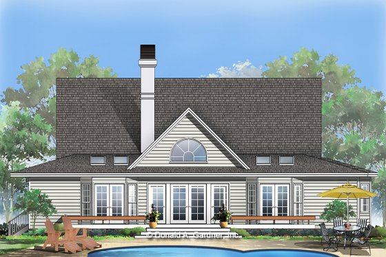 Exterior - Rear Elevation for Country House Plan #929-87 - 4 bed, 3 bath