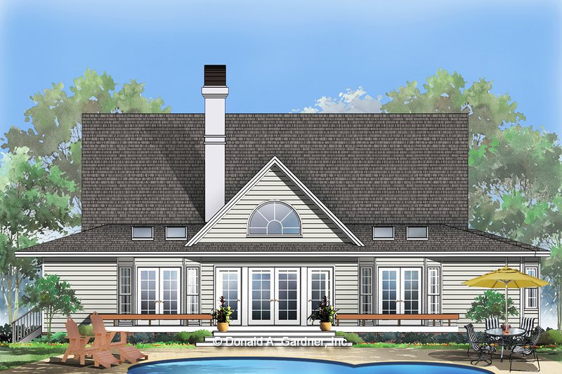 Home Plan - Exterior - Rear Elevation for Country House Plan #929-87 - 4 bed, 3 bath