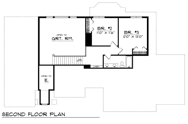 Traditional Floor Plan - Upper Floor Plan #70-389