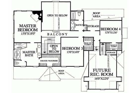 Floor Plan - Upper Floor for Country House Plan #137-150 - 4 bed, 3.5 bath