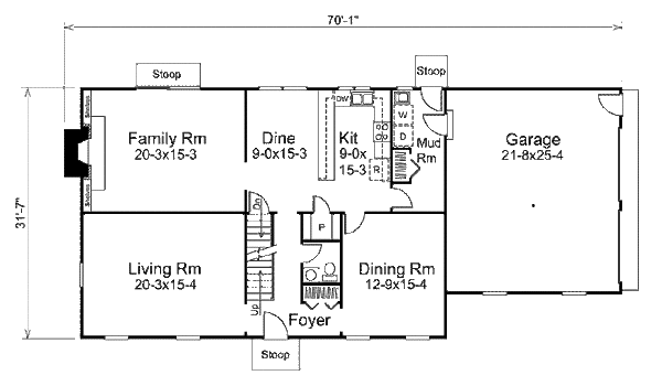 Colonial Floor Plan - Main Floor Plan #57-537