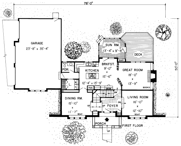 Tudor Floor Plan - Main Floor Plan #312-327