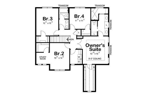Floor Plan - Upper Floor for Country House Plan #20-2293 - 4 bed, 2.5 bath
