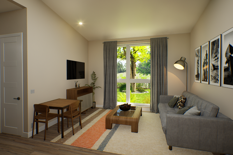 House Plan Design - Interior - Family Room 1 for Contemporary House Plan #48-1097 - 1 bed, 1 bath