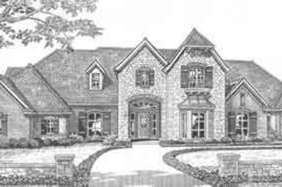 Exterior - Front Elevation for European House Plan #310-501 - 4 bed, 3.5 bath