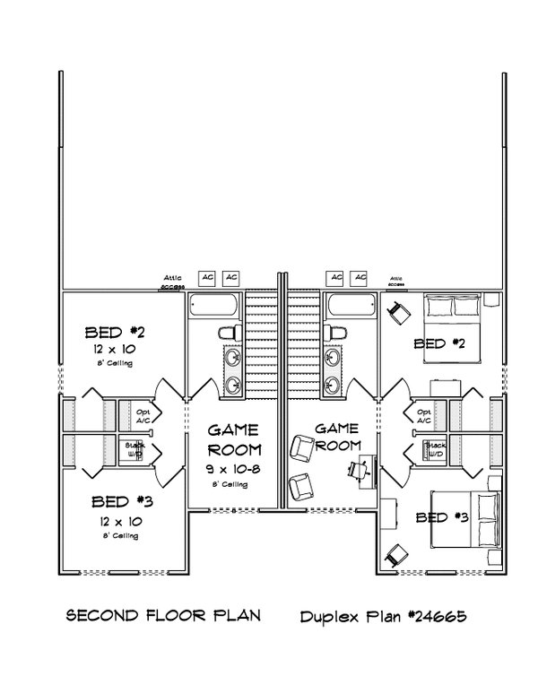 Architectural House Design - Floor Plan - Upper Floor for Traditional House Plan #513-2458 - 3 bed, 2 bath