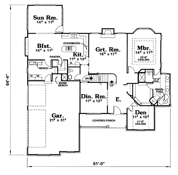 House Design - Traditional Floor Plan - Main Floor Plan #20-1031