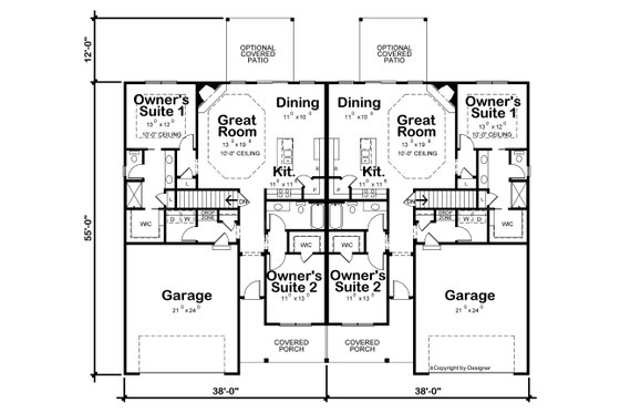 Floor Plan - Main Floor for Craftsman House Plan #20-2435 - 4 bed, 4 bath