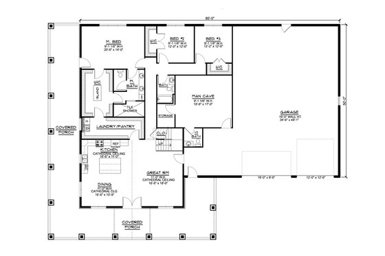 Floor Plan - Main Floor for Country House Plan #1064-253 - 4 bed, 3.5 bath