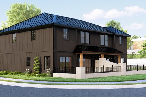 Exterior - Rear Elevation 2 for Modern House Plan #1064-310 - 6 bed, 5 bath