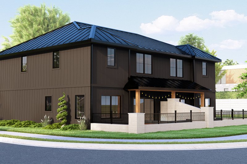 House Blueprint - Exterior - Rear Elevation 2 for Modern House Plan #1064-310 - 6 bed, 5 bath