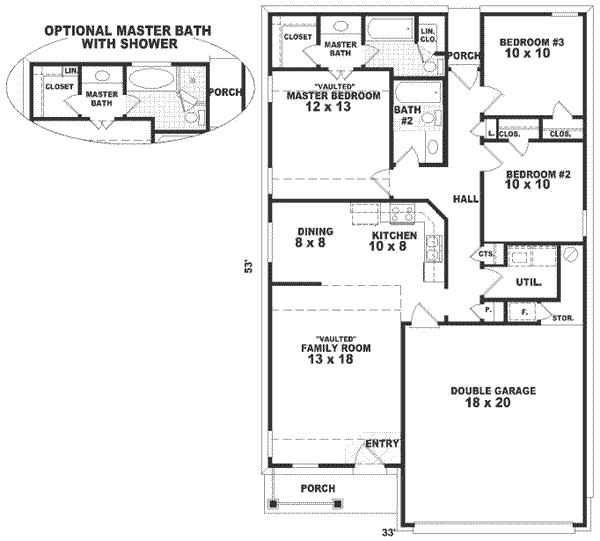 Ranch Floor Plan - Main Floor Plan #81-148